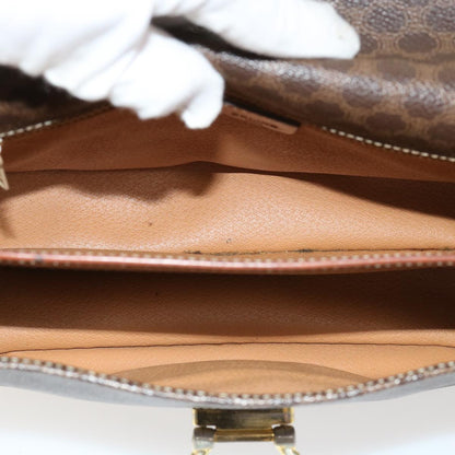 Celine Macadam Canvas Shoulder Bag PVC Leather Brown  39968