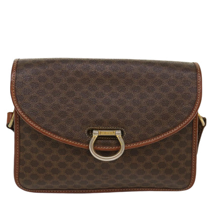 Celine Macadam Canvas Shoulder Bag PVC Leather Brown  39968