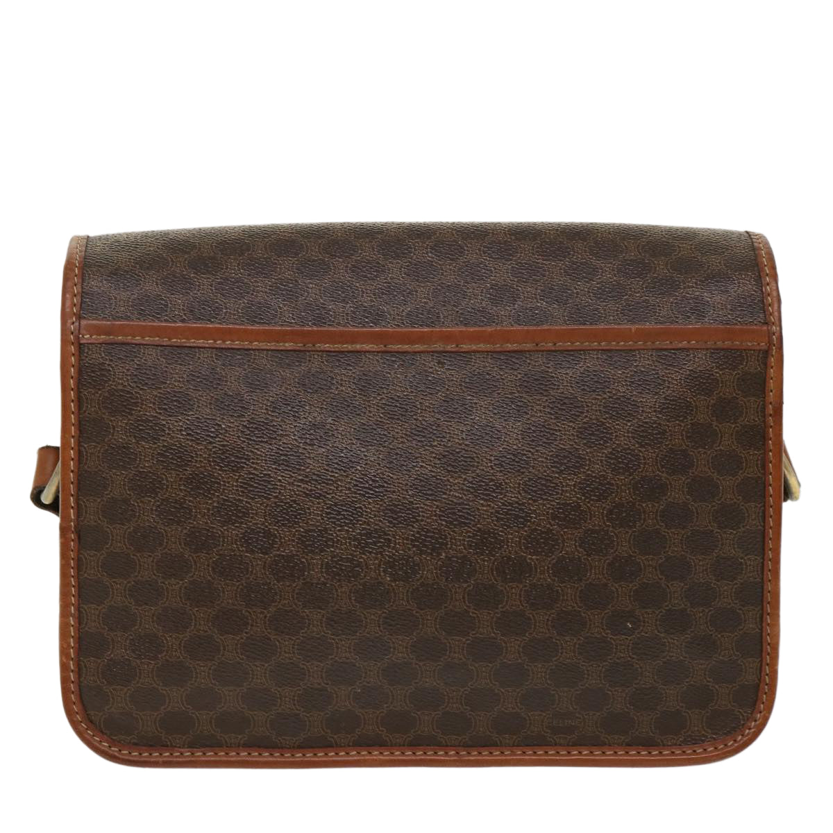 Celine Macadam Canvas Shoulder Bag PVC Leather Brown  39968