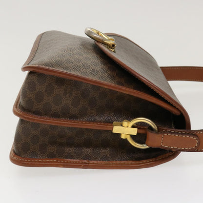 Celine Macadam Canvas Shoulder Bag PVC Leather Brown  39968