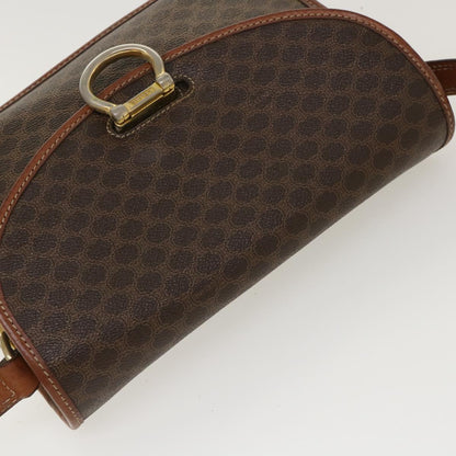 Celine Macadam Canvas Shoulder Bag PVC Leather Brown  39968
