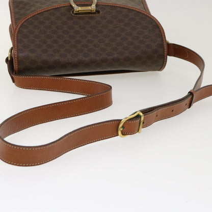 Celine Macadam Canvas Shoulder Bag PVC Leather Brown  39968