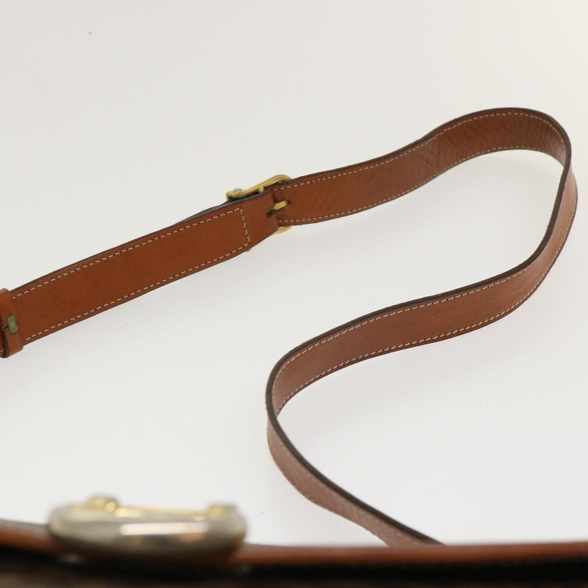 Celine Macadam Canvas Shoulder Bag PVC Leather Brown  39968