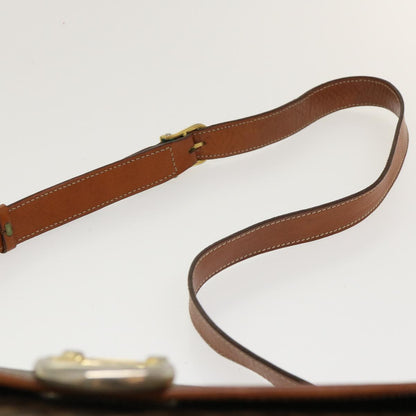 Celine Macadam Canvas Shoulder Bag PVC Leather Brown  39968