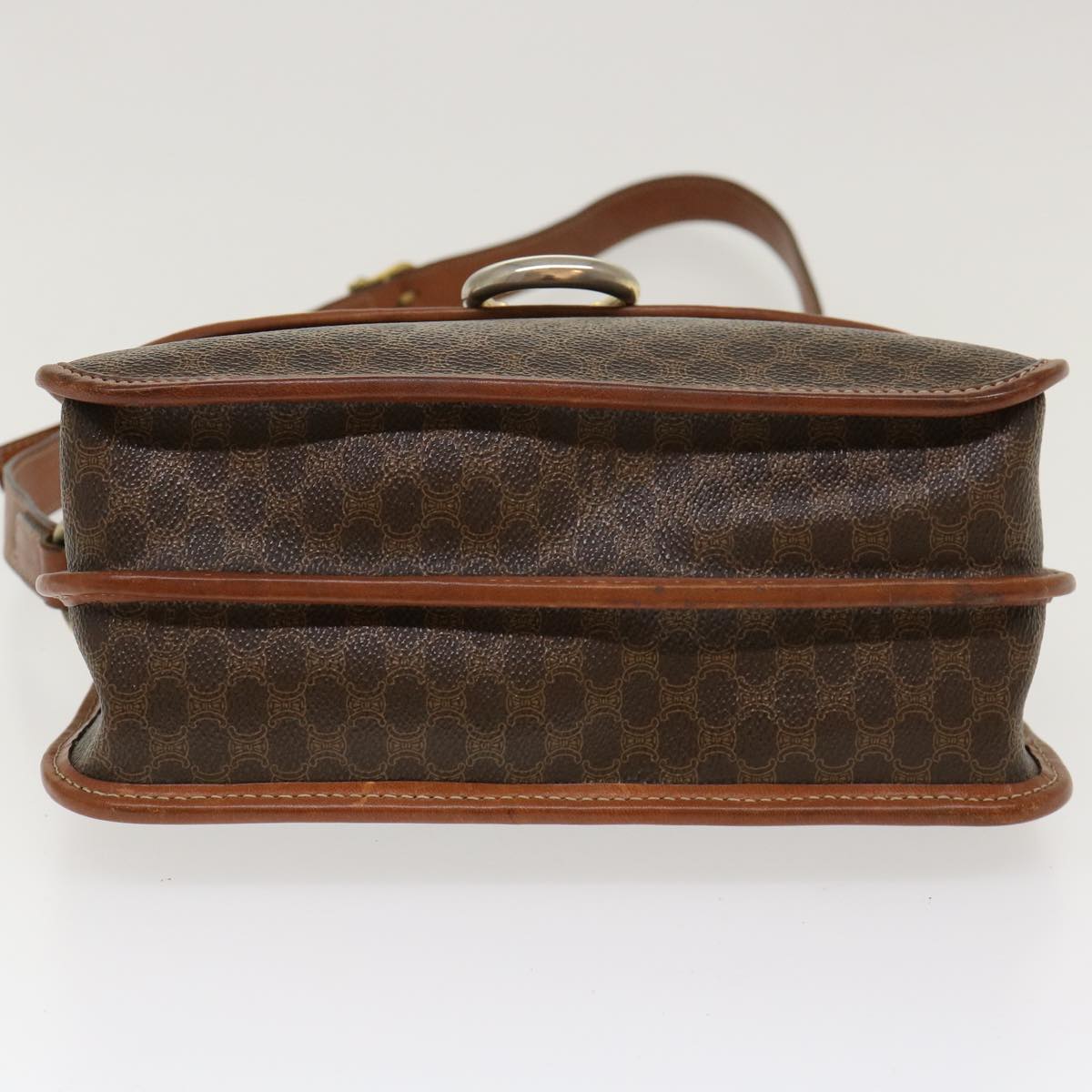Celine Macadam Canvas Shoulder Bag PVC Leather Brown  39968