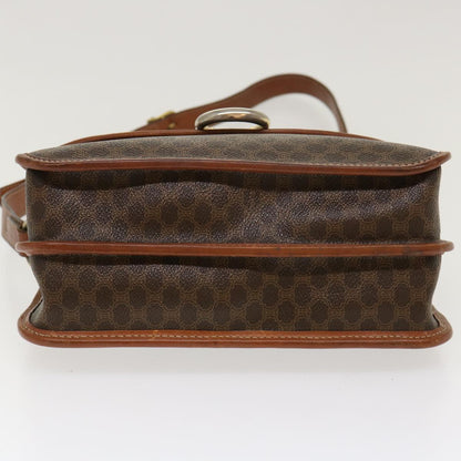 Celine Macadam Canvas Shoulder Bag PVC Leather Brown  39968