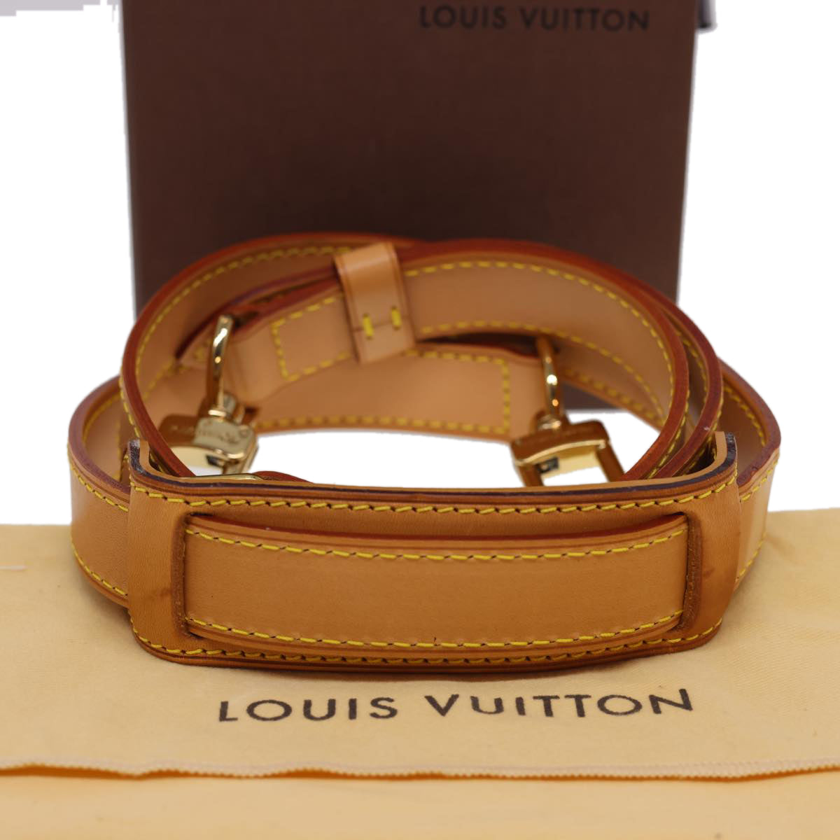 LOUIS VUITTON Shoulder Strap Leather 35.4""-42.5"" Beige LV 39998