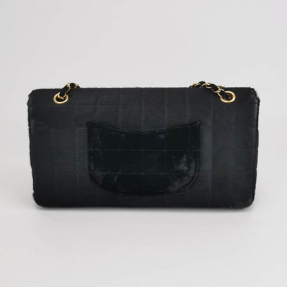 Chanel Large East West Shoulder Bag Rare Black Leather and Pony-style Calfskin