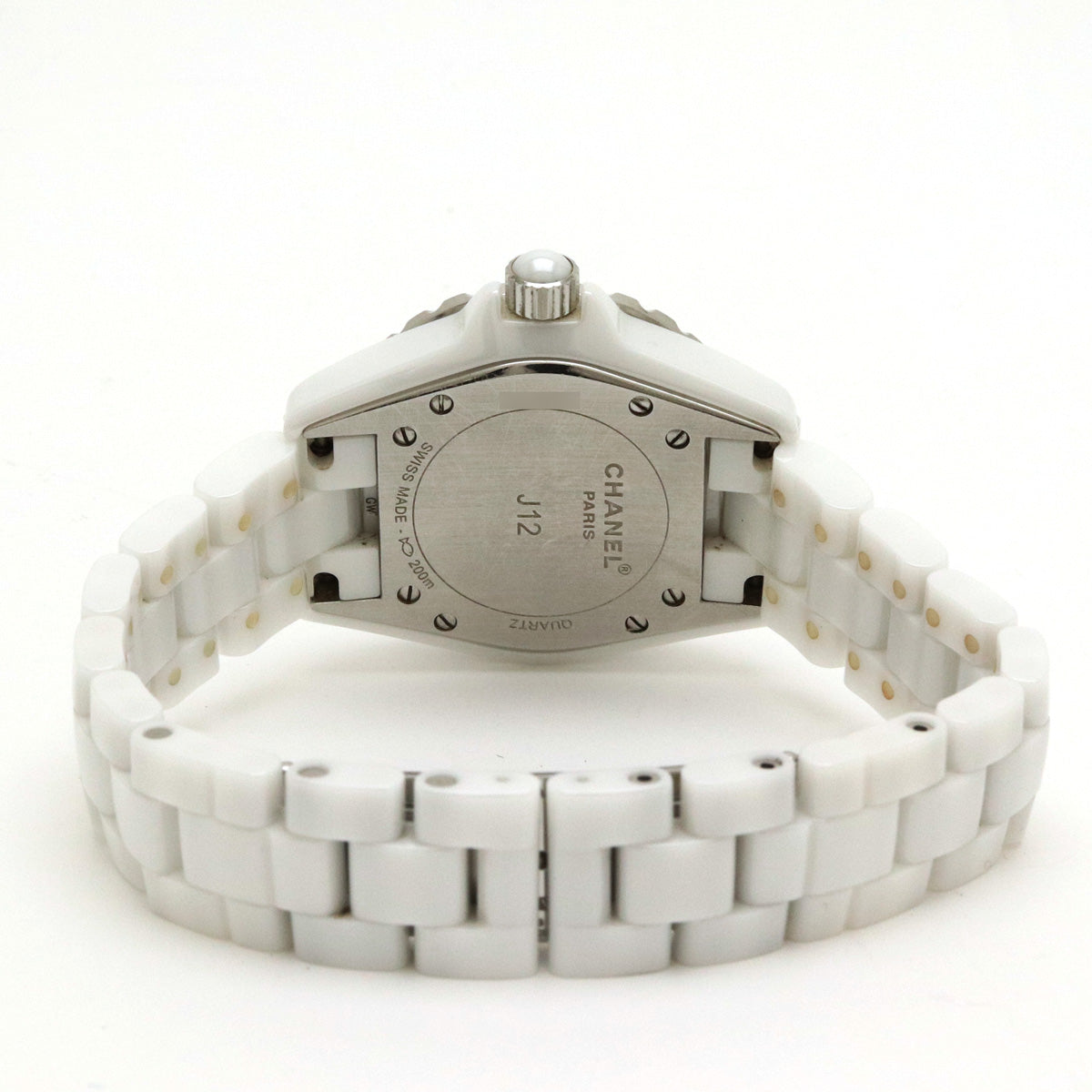 Chanel J12 White Ceramic White 33mm Date Lady QZ Quartz Watch H0968