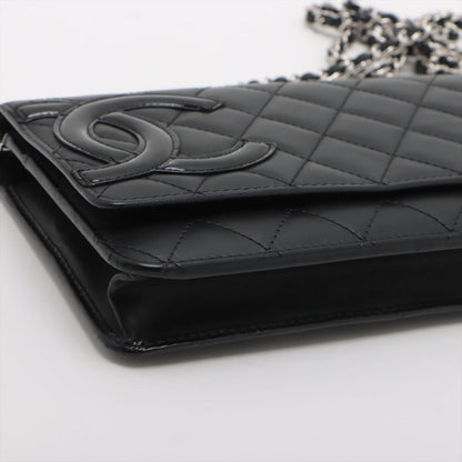 Chanel Combon Line  Chain Wallet Black Silver Gold