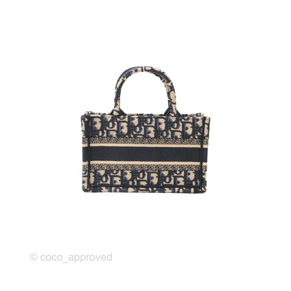 Dior Mini Book Tote With Strap Oblique Blue