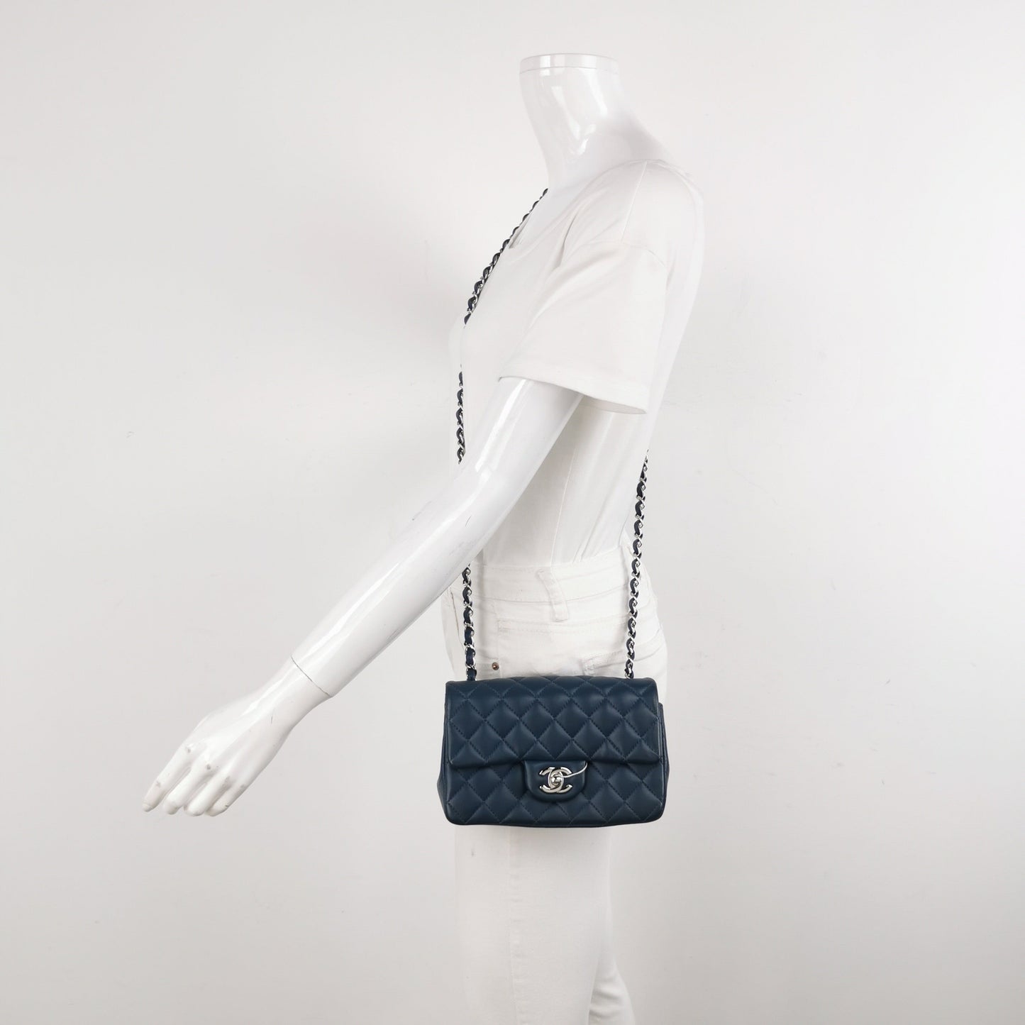 Chanel Classic Flap Rectangular Mini Navy Lambskin, 2019