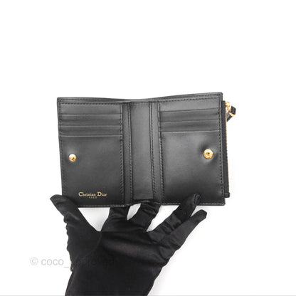 Christian Dior Caro Dahlia Wallet Black Calfskin Gold Hardware