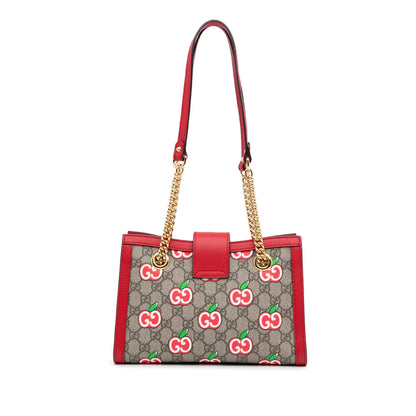 Brown Gucci GG Supreme Apple Padlock Tote