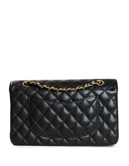 Chanel Black Caviar Leather 10" Medium Double Flap Classic Bag