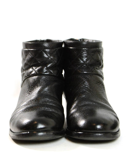 Chanel Black Quilted Leather Ankle Booties sz 38.5
