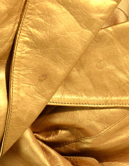 Chanel Gold Leather Single Button Jacket w. Belt FR38/ US 4-6
