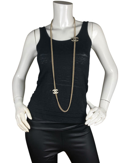 Chanel Metal Quilted CC Long Chain Necklace