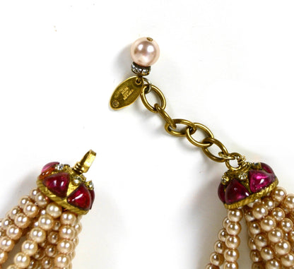 Chanel Vintage 1983 Faux Pearl Necklace w. Double Tassel