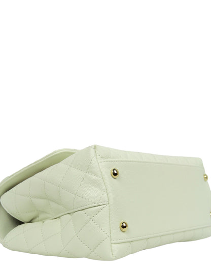 Chanel White Caviar Small Coco Handle Flap Bag