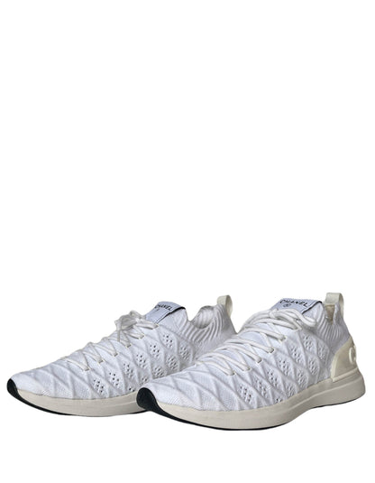 Chanel White Quilted Knit Sock Low Top Athletic Sneakers sz 38.5