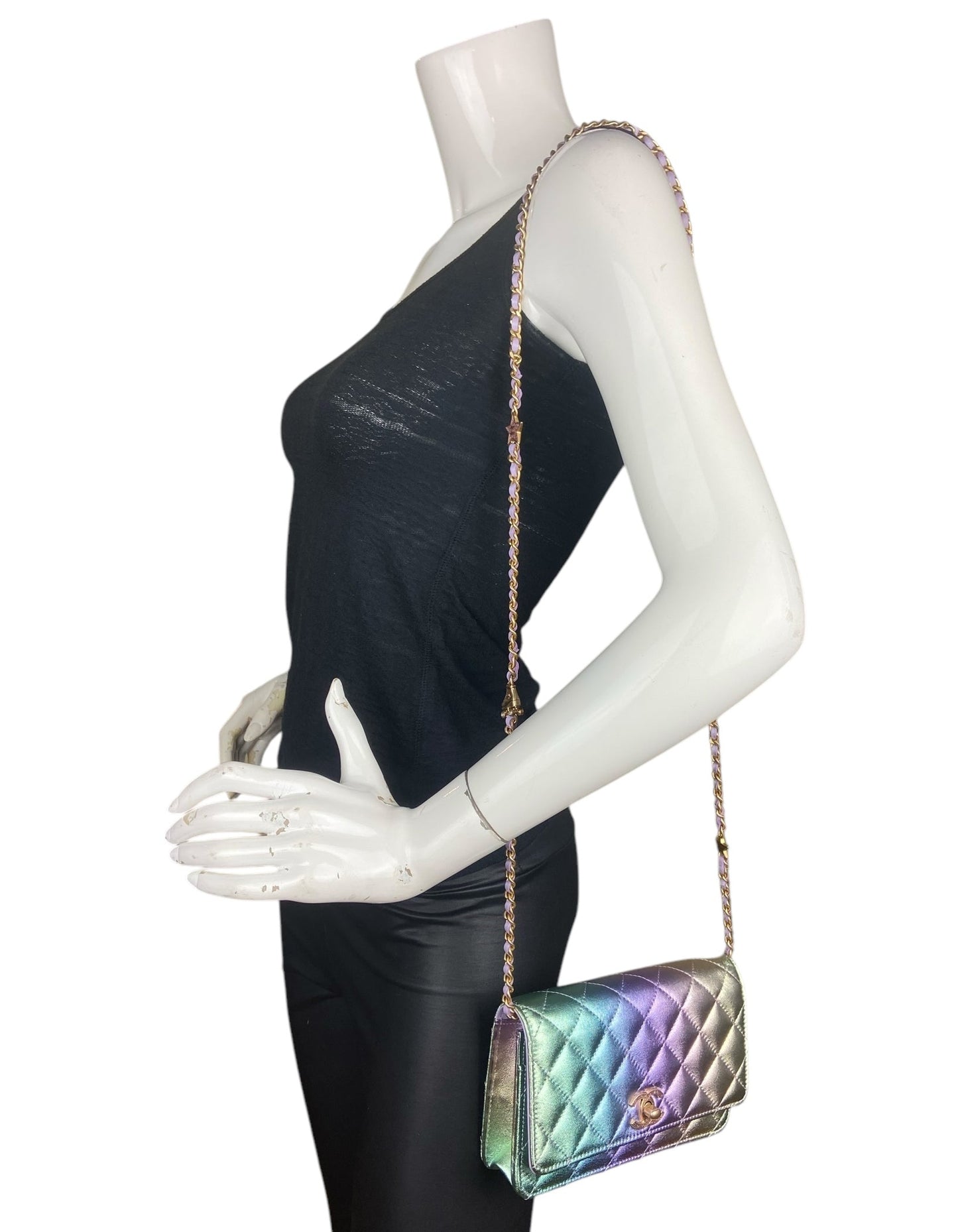 Chanel '24C Metallic Ombre Leather Wallet On Chain