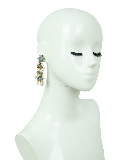 Chanel '90s Vintage Blue Gripoix & Faux Pearl Statement Earrings