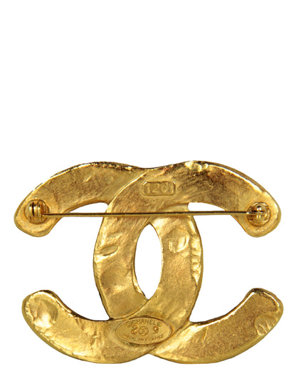 Chanel '90s Vintage Gold Woven CC Brooch