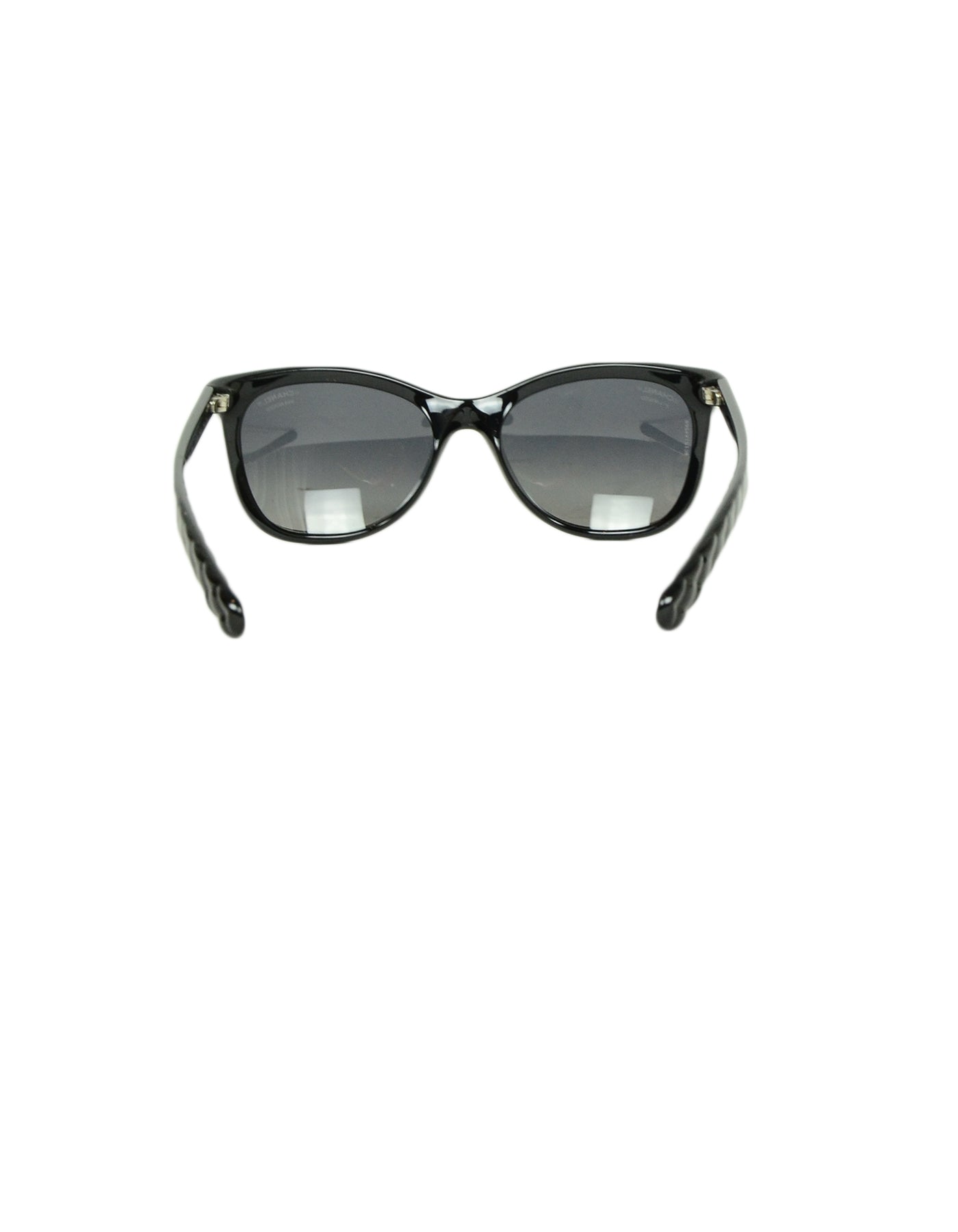 Chanel Black Acetate Polarized Sunglasses w/ Chain Inlay
