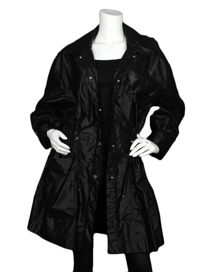 Chanel Black Shiny Snap Jacket with Elastic Cinched Waist sz FR40
