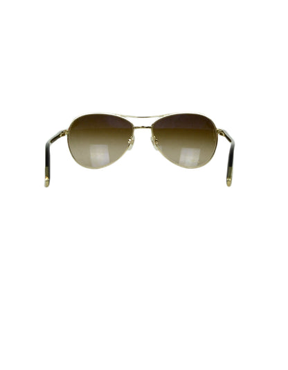 Chanel Brown Gold Aviator Sunglasses