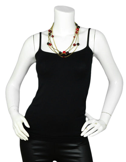Chanel Vintage Red Gripoix & Crystal Goldtone 92" Necklace