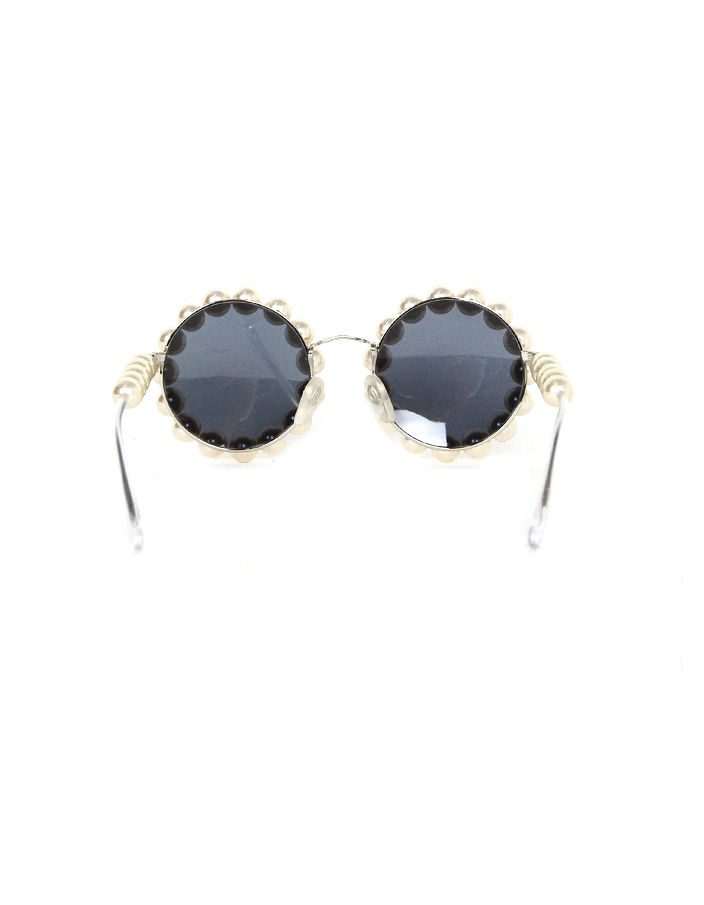 Chanel '90s Runway Round Pearl Framed Sunglasses