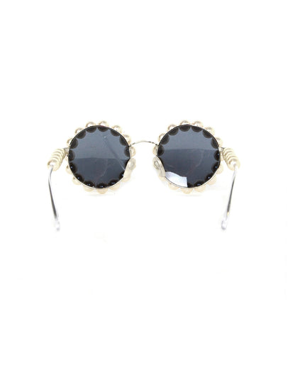 Chanel '90s Runway Round Pearl Framed Sunglasses