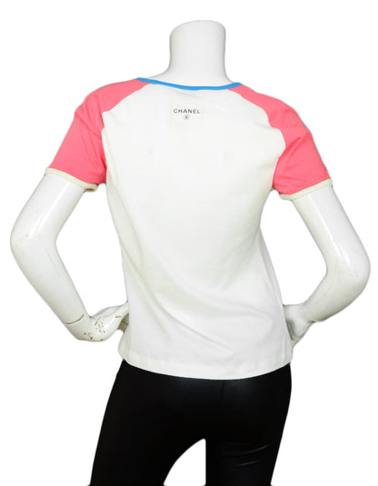 Chanel '17 White/Coral Cotton Paris-Cuba T-Shirt sz M