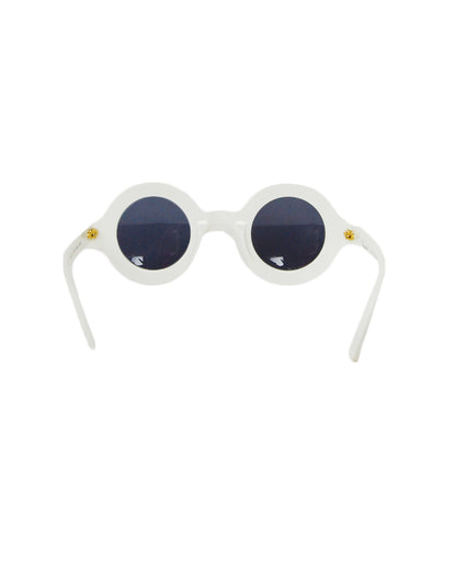 Chanel Vintage '90s White Round Frame Sunglasses w/ Chanel Paris
