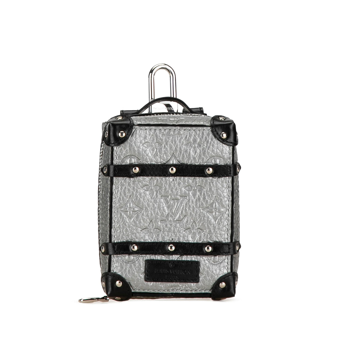 Silver Louis Vuitton Monogram Taurillon Soft Trunk Bag Charm and Key Holder