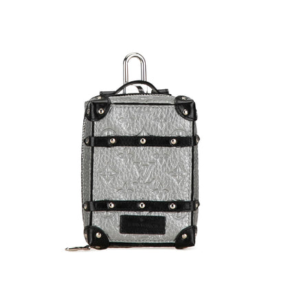 Silver Louis Vuitton Monogram Taurillon Soft Trunk Bag Charm and Key Holder