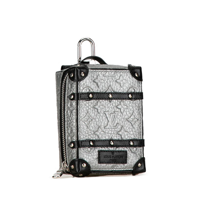 Silver Louis Vuitton Monogram Taurillon Soft Trunk Bag Charm and Key Holder