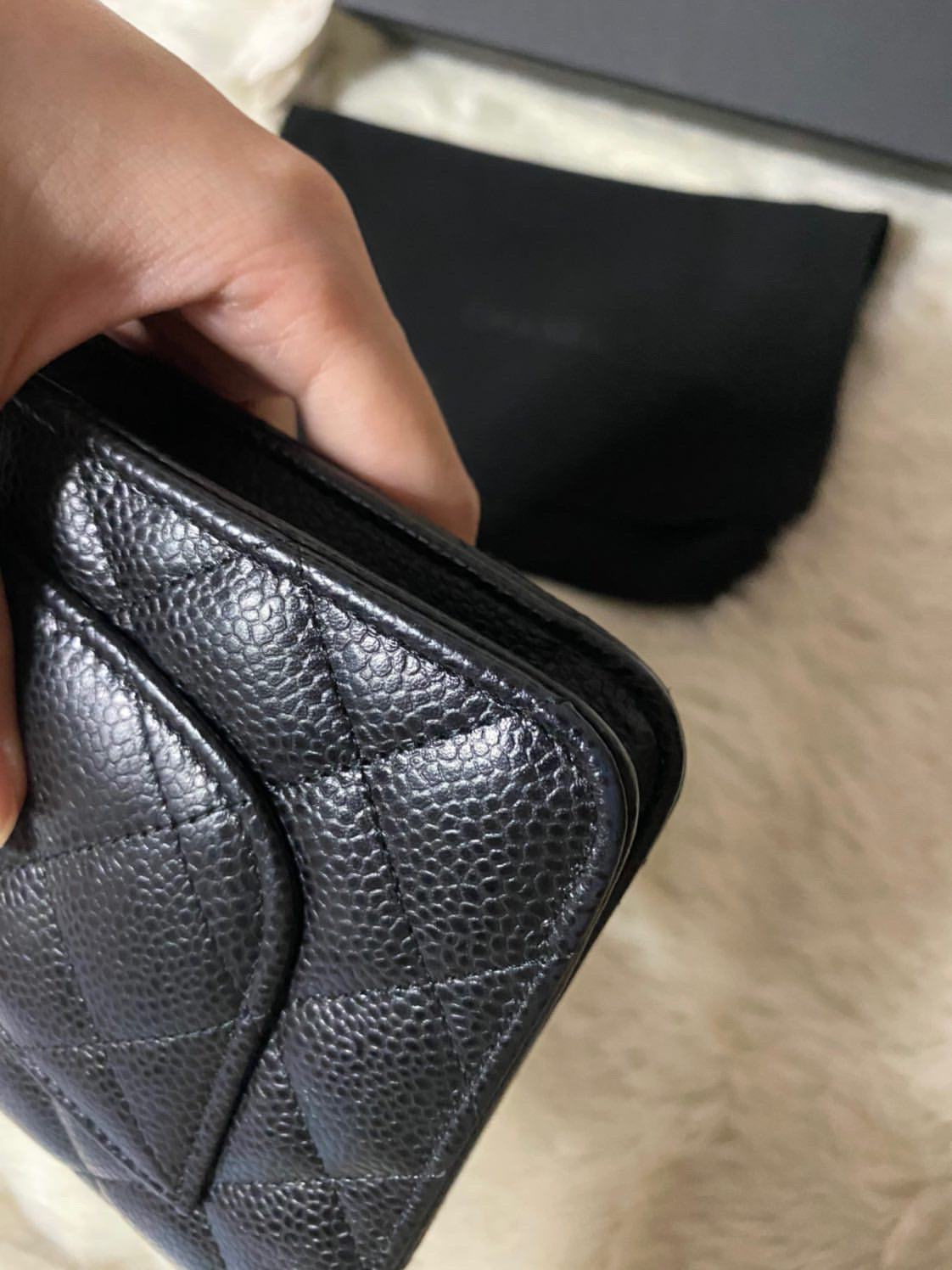 New Quilted Wallet on Chain WOC Caviar Leather