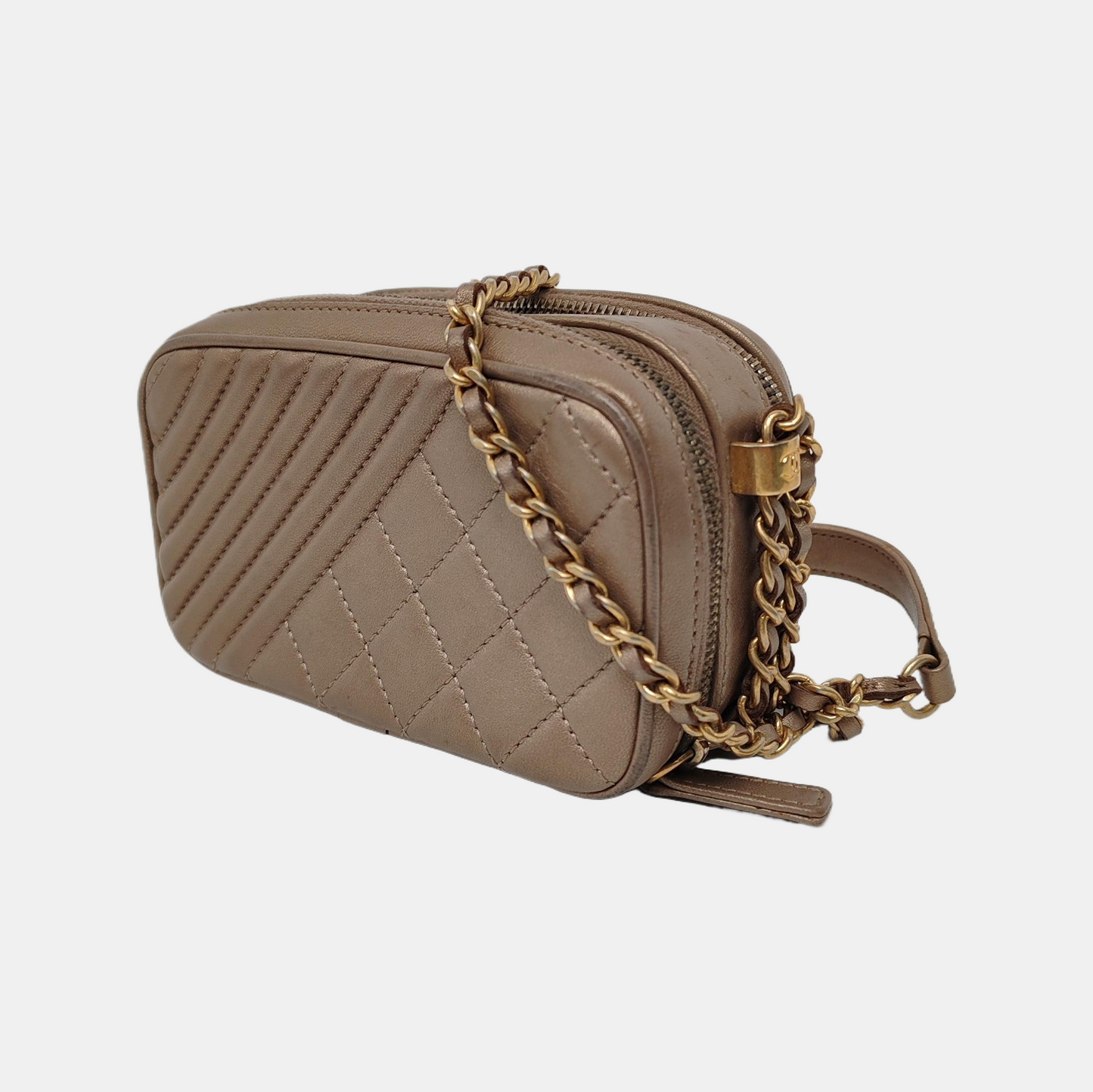 Chanel Mademoiselle Camera Mini Bag Copper Gold Lambskin Leather Gold Chain, 2014-2015