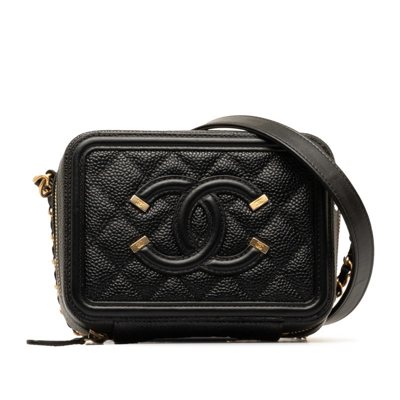 Chanel CC Caviar Filigree Vanity Bag  Leather Shoulder Bag in Excellent condition