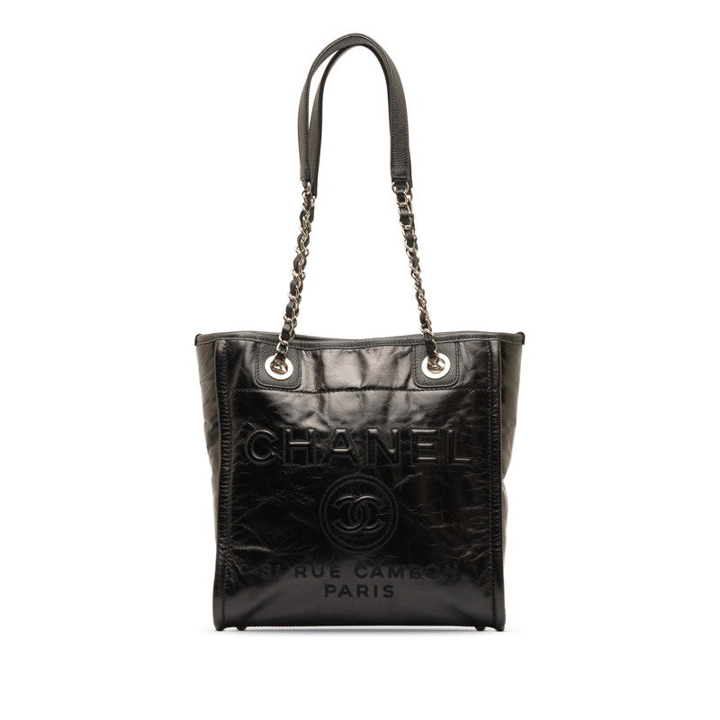 Chanel Leather Deauville Tote Bag Leather Tote Bag in Good condition