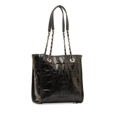 Chanel Leather Deauville Tote Bag Leather Tote Bag in Good condition