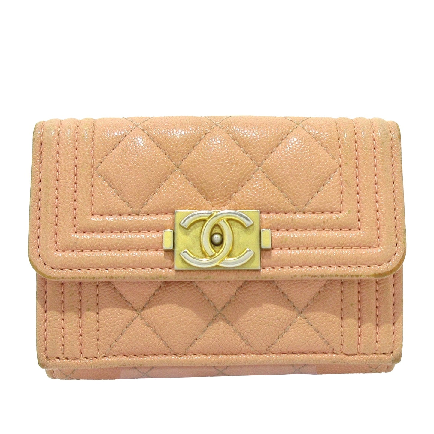 CHANEL Caviar Boy Trifold Wallet Small Wallets