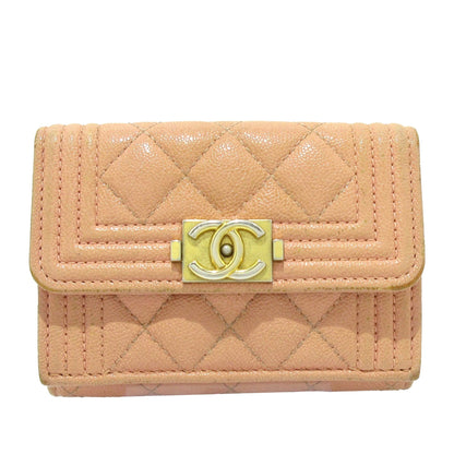 CHANEL Caviar Boy Trifold Wallet Small Wallets