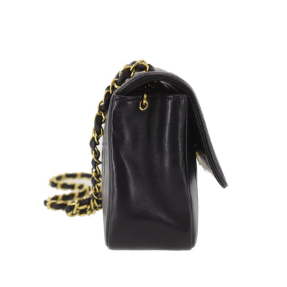 CHANEL Mademoiselle  Shoulder Bag Black Leather Vintage #CX535