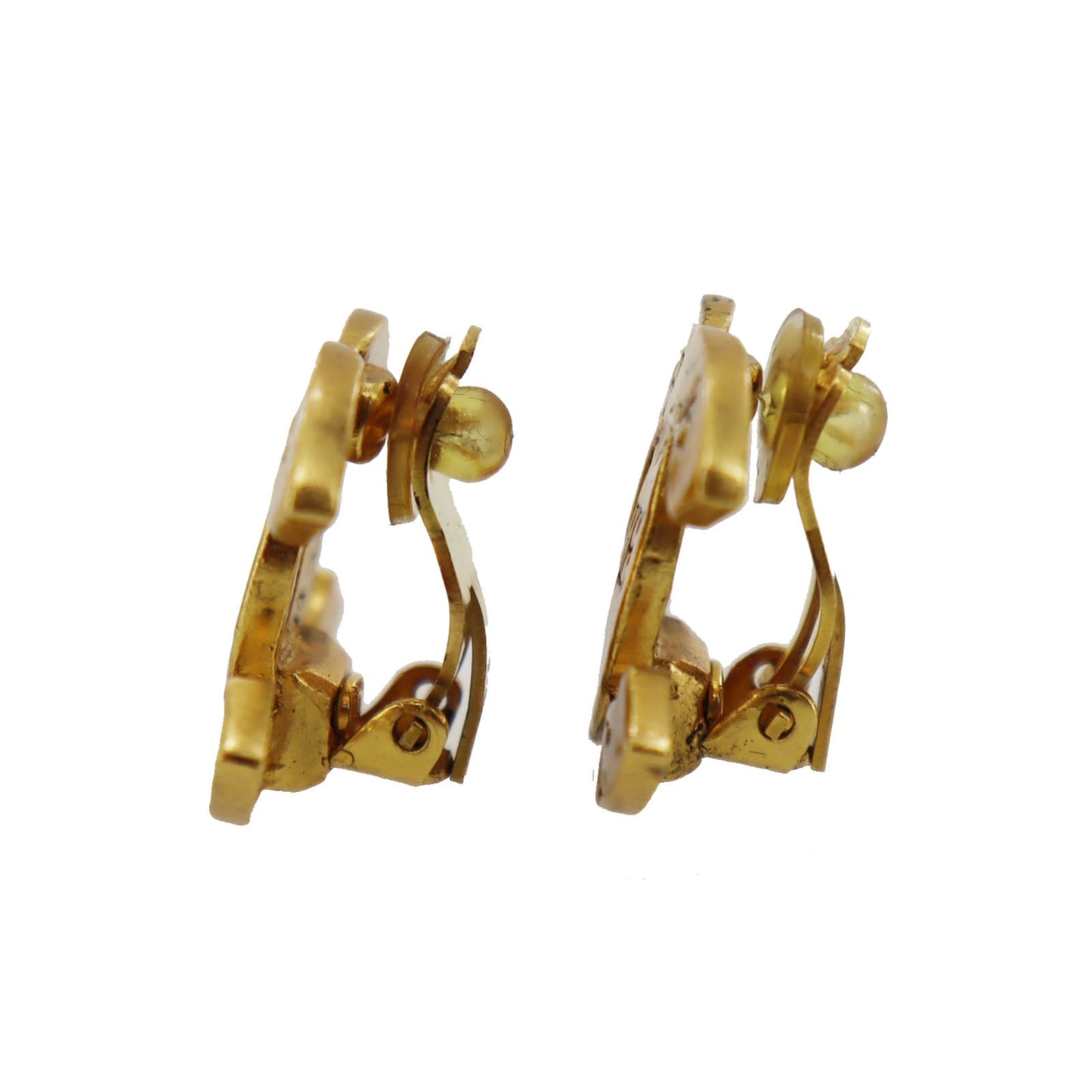 CHANEL CC Logos Earrings Gold Clip-On 99A  #CA589