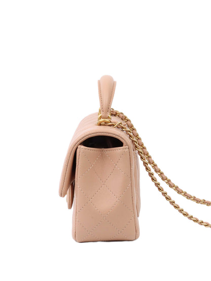 Chanel Beige Mini Rectangular Classic Flap with Top Handle.