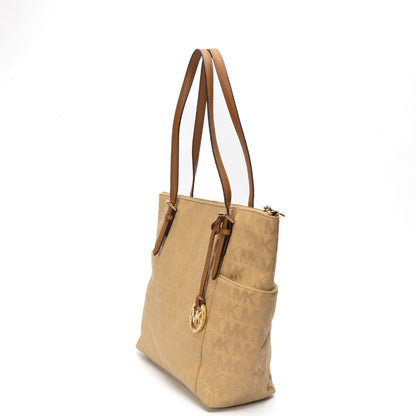 Michael Kors Beige Jet Set Top Zip Tote